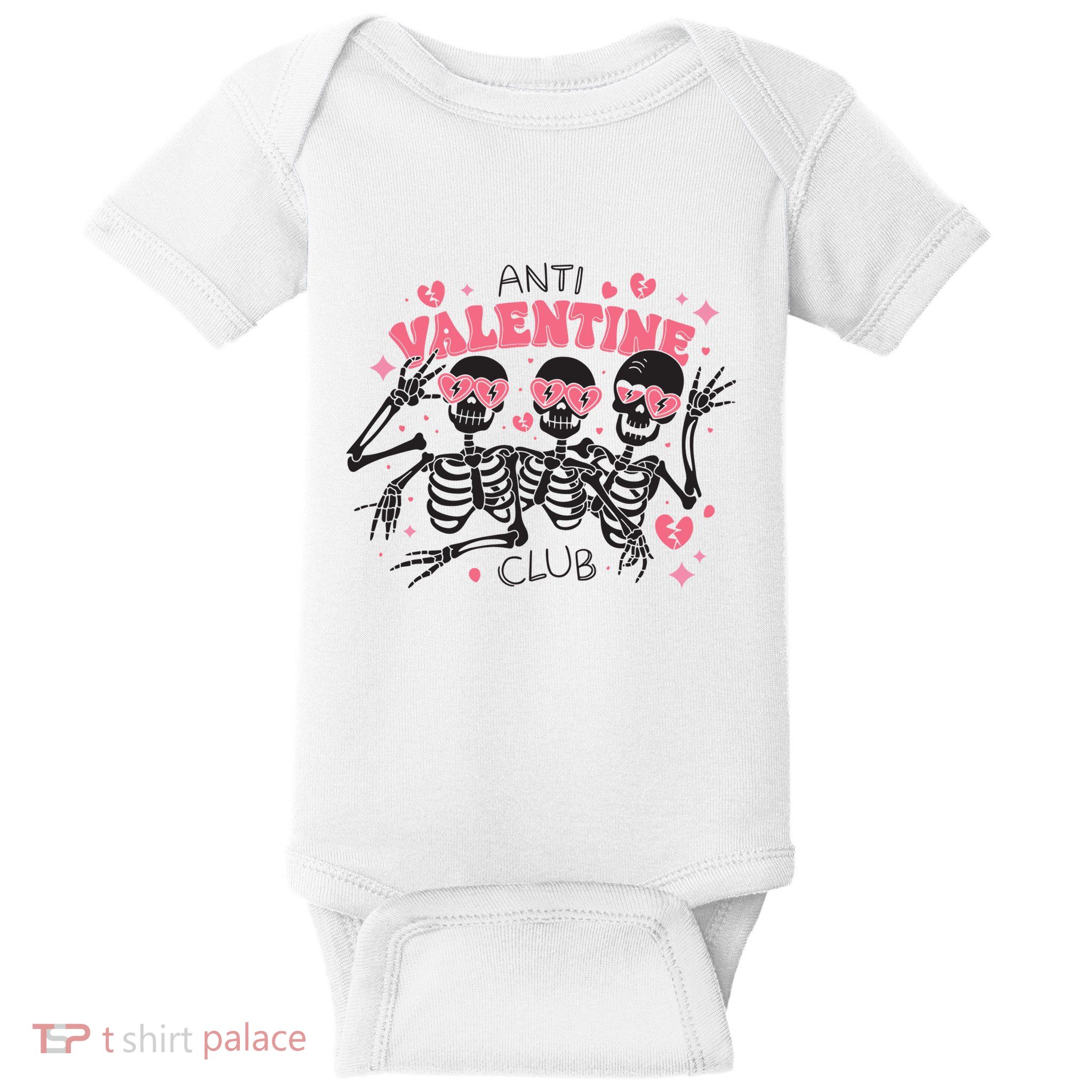 Anti Valentine Club Funny Skeleton Baby Bodysuit