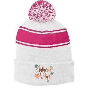 Autumn Vibes Cozy Stripe Pom Pom Beanie