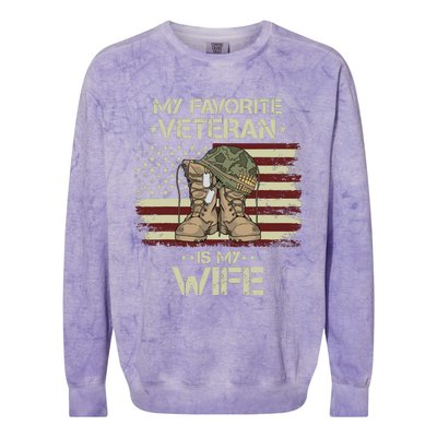 Army Veterans Day My Favorite Veteran Is My Wife Colorblast Crewneck Sweatshirt