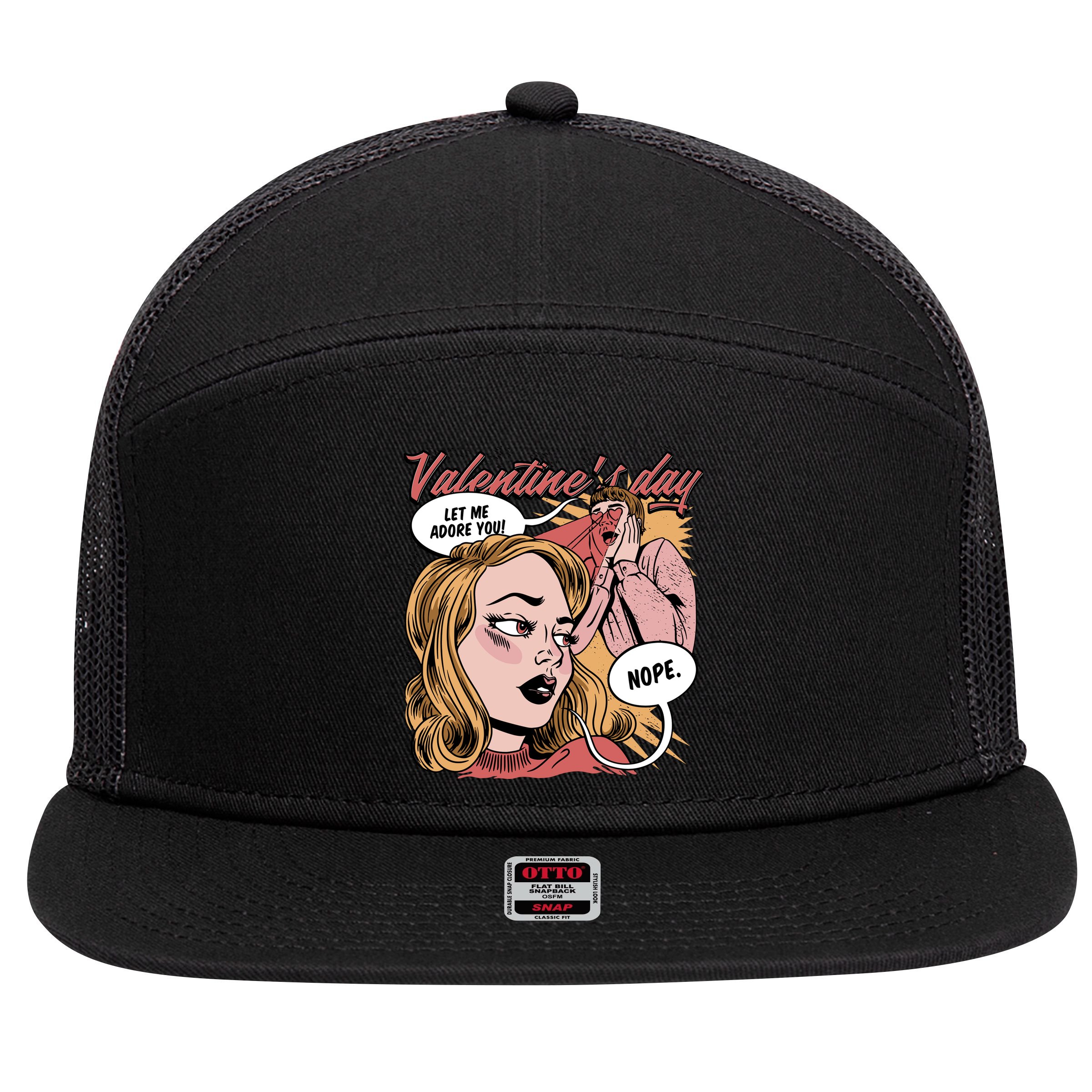 Anti Valentines Day Feminist Comic 7 Panel Mesh Trucker Snapback Hat