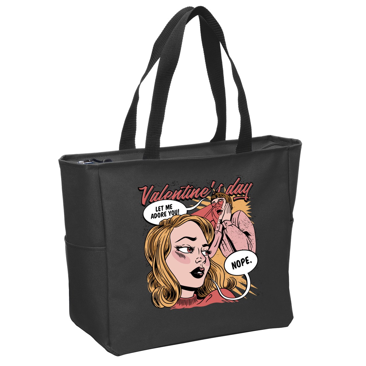 Anti Valentines Day Feminist Comic Zip Tote Bag