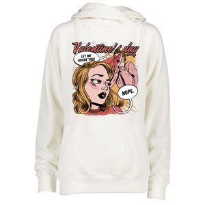 Anti Valentines Day Feminist Comic Womens Funnel Neck Pullover Hood