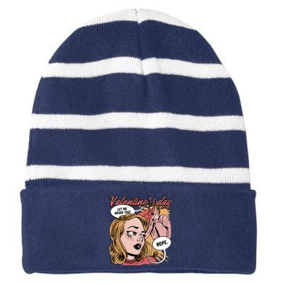 Anti Valentines Day Feminist Comic Striped Beanie with Solid Band