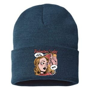 Anti Valentines Day Feminist Comic Sustainable Knit Beanie