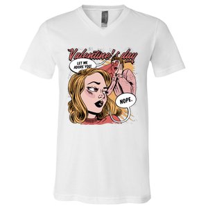 Anti Valentines Day Feminist Comic V-Neck T-Shirt