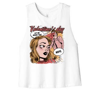 Anti Valentines Day Feminist Comic Women's Racerback Cropped Tank