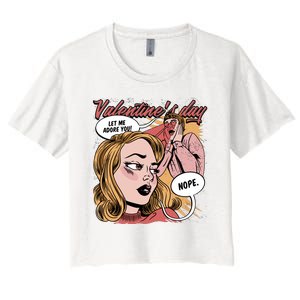 Anti Valentines Day Feminist Comic Women's Crop Top Tee