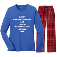 Anti Valentines Day Meaningful Gift Sarcastic Singles Awareness Day Gift Women's Long Sleeve Flannel Pajama Set 