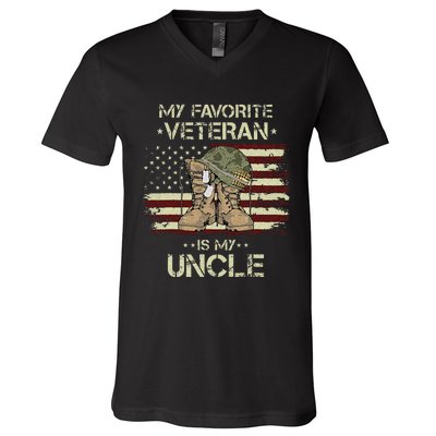 Army Veterans Day My Favorite Veteran Is My Uncle V-Neck T-Shirt