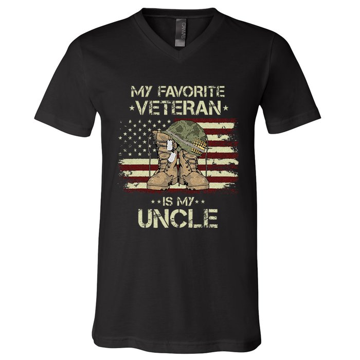 Army Veterans Day My Favorite Veteran Is My Uncle V-Neck T-Shirt