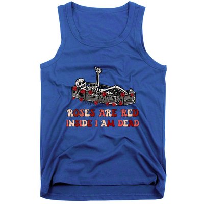 Anti Valentines Day Skeleton Roses Are Red Inside IM Dead Cool Gift Tank Top