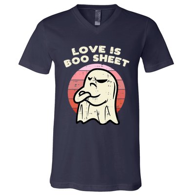 Anti Valentines Day Ghost Love Boo Sheet Single Awareness V-Neck T-Shirt