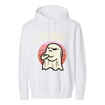 Anti Valentines Day Ghost Love Boo Sheet Single Awareness Garment-Dyed Fleece Hoodie