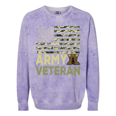 Army Veteran Day For Proud Veteran Grandpa Dad Veteran Day Gift Colorblast Crewneck Sweatshirt