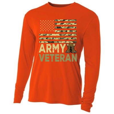 Army Veteran Day For Proud Veteran Grandpa Dad Veteran Day Gift Cooling Performance Long Sleeve Crew