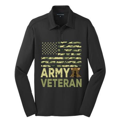 Army Veteran Day For Proud Veteran Grandpa Dad Veteran Day Gift Silk Touch Performance Long Sleeve Polo