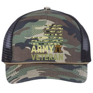 Army Veteran Day For Proud Veteran Grandpa Dad Veteran Day Gift Retro Rope Trucker Hat Cap