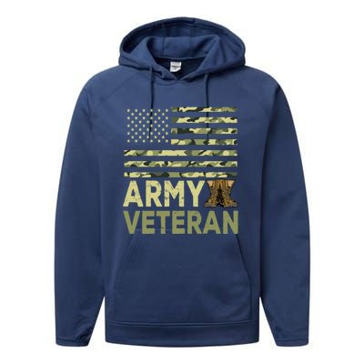 Army Veteran Day For Proud Veteran Grandpa Dad Veteran Day Gift Performance Fleece Hoodie