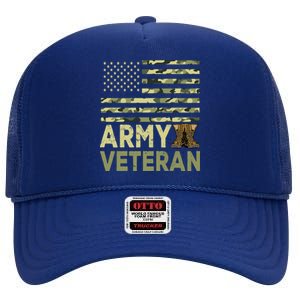 Army Veteran Day For Proud Veteran Grandpa Dad Veteran Day Gift High Crown Mesh Back Trucker Hat