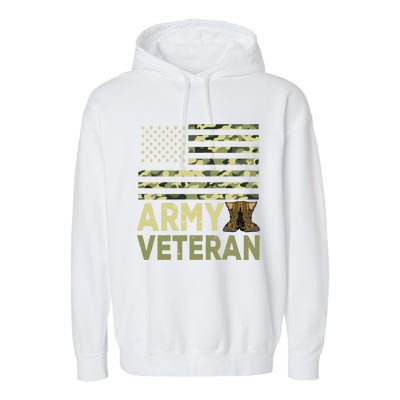 Army Veteran Day For Proud Veteran Grandpa Dad Veteran Day Gift Garment-Dyed Fleece Hoodie