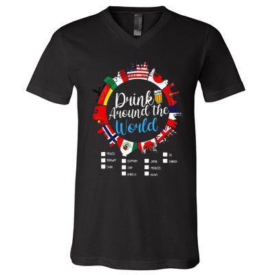 Adult Vacation Drinking Countries International National V-Neck T-Shirt