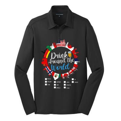 Adult Vacation Drinking Countries International National Silk Touch Performance Long Sleeve Polo