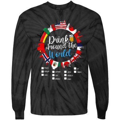 Adult Vacation Drinking Countries International National Tie-Dye Long Sleeve Shirt