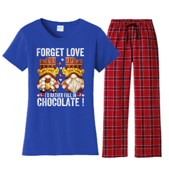 Anti Valentines Day Gnome Cute Gift Unique Chocolate Lover Gift Women's Flannel Pajama Set