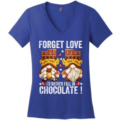 Anti Valentines Day Gnome Cute Gift Unique Chocolate Lover Gift Women's V-Neck T-Shirt