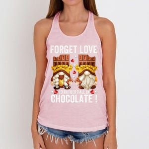 Anti Valentines Day Gnome Cute Gift Unique Chocolate Lover Gift Women's Knotted Racerback Tank