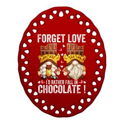 Anti Valentines Day Gnome Cute Gift Unique Chocolate Lover Gift Ceramic Oval Ornament