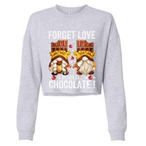 Anti Valentines Day Gnome Cute Gift Unique Chocolate Lover Gift Cropped Pullover Crew