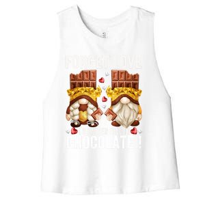 Anti Valentines Day Gnome Cute Gift Unique Chocolate Lover Gift Women's Racerback Cropped Tank