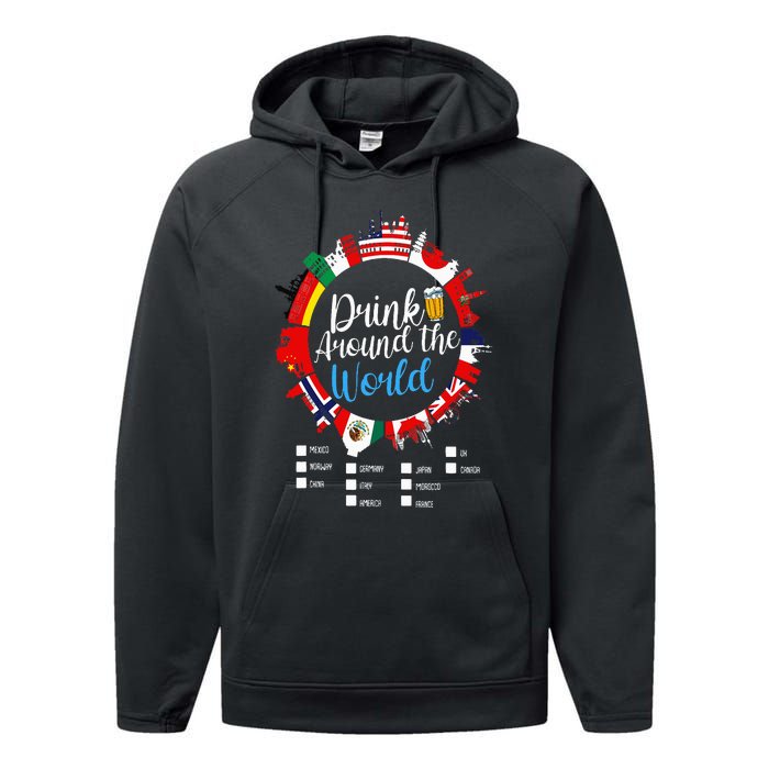 Adult Vacation Drinking Countries International National Performance Fleece Hoodie