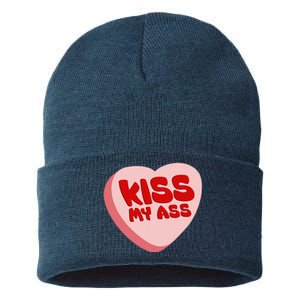 Anti Valentine's Day Funny Valentine Heart Candy Sustainable Knit Beanie