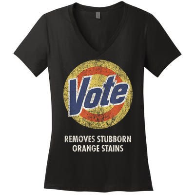 AntiTrump Vote Detergent Funny Vintage Women's V-Neck T-Shirt