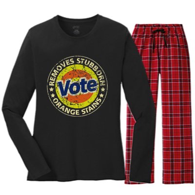 Antitrump Vote Detergent Funny Women's Long Sleeve Flannel Pajama Set 