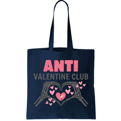 Anti Valentines Day Funny Skeleton Heart Anti Valentine Club Tote Bag