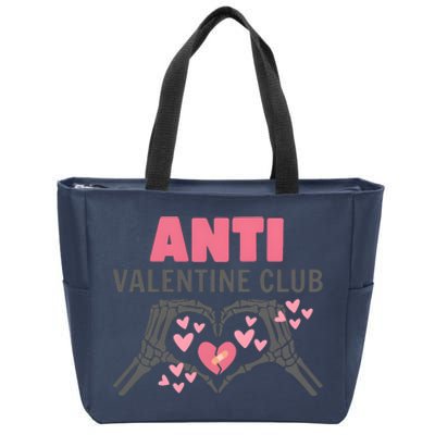 Anti Valentines Day Funny Skeleton Heart Anti Valentine Club Zip Tote Bag