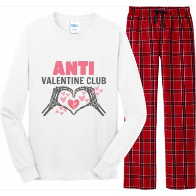 Anti Valentines Day Funny Skeleton Heart Anti Valentine Club Long Sleeve Pajama Set