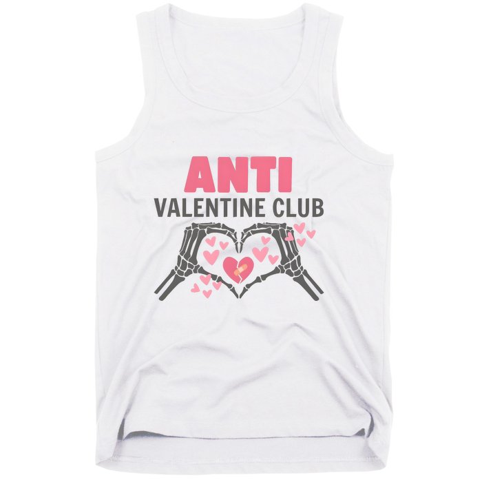 Anti Valentines Day Funny Skeleton Heart Anti Valentine Club Tank Top