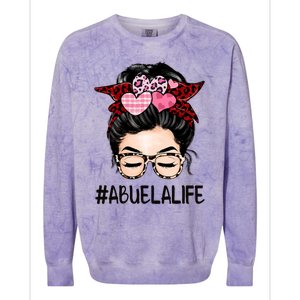 Abuela Valentines Day Women Cute Messy Bun Appreciation Colorblast Crewneck Sweatshirt