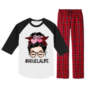 Abuela Valentines Day Women Cute Messy Bun Appreciation Raglan Sleeve Pajama Set