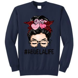 Abuela Valentines Day Women Cute Messy Bun Appreciation Tall Sweatshirt