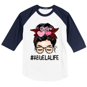 Abuela Valentines Day Women Cute Messy Bun Appreciation Baseball Sleeve Shirt