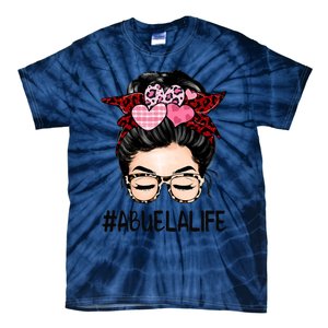 Abuela Valentines Day Women Cute Messy Bun Appreciation Tie-Dye T-Shirt