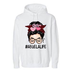 Abuela Valentines Day Women Cute Messy Bun Appreciation Garment-Dyed Fleece Hoodie