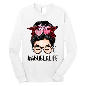 Abuela Valentines Day Women Cute Messy Bun Appreciation Long Sleeve Shirt