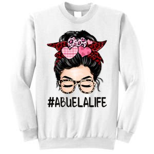 Abuela Valentines Day Women Cute Messy Bun Appreciation Sweatshirt