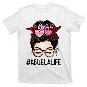 Abuela Valentines Day Women Cute Messy Bun Appreciation T-Shirt